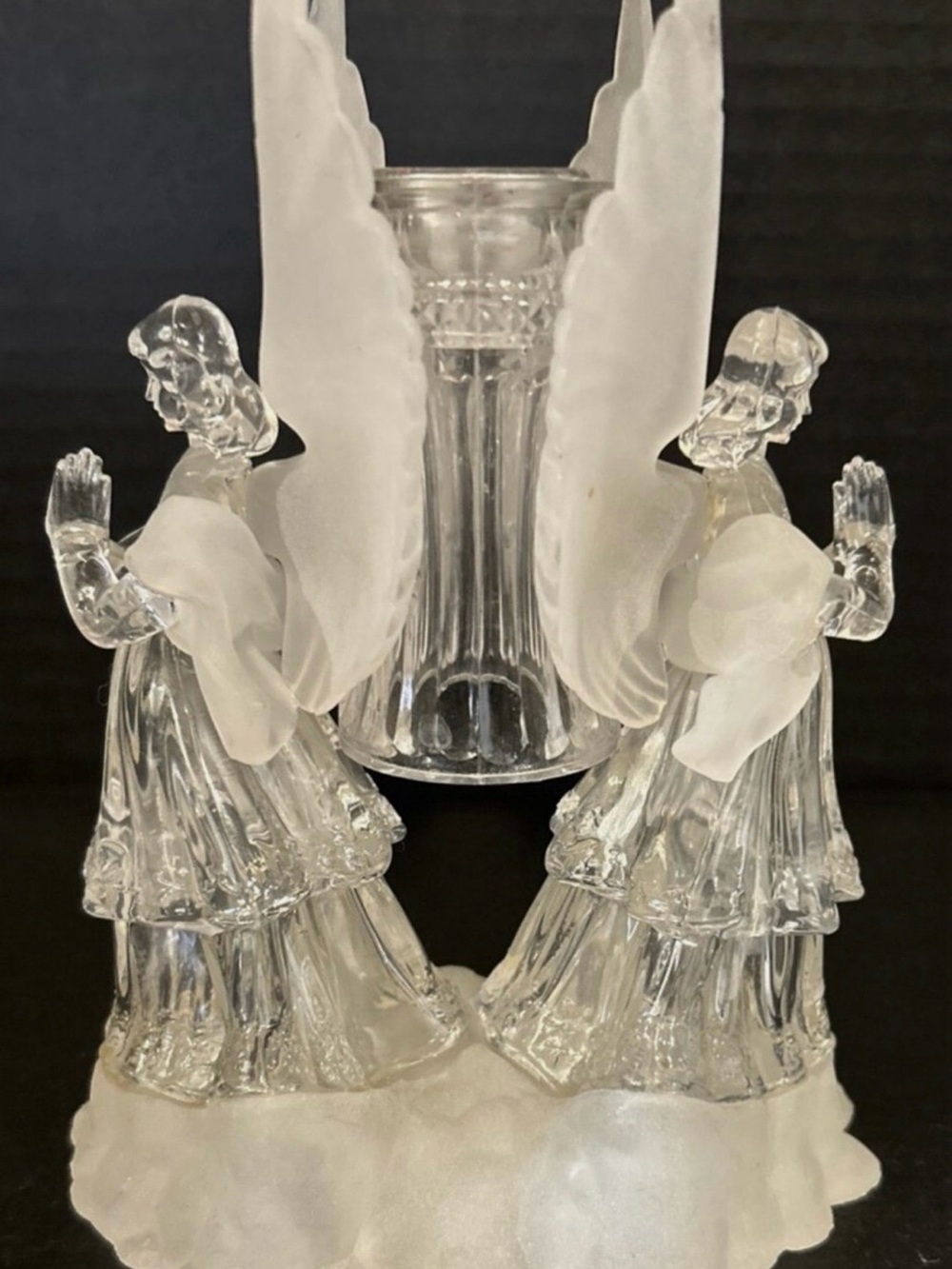 Vintage Acrylic Angel Candle Holders with Frosted Wings
